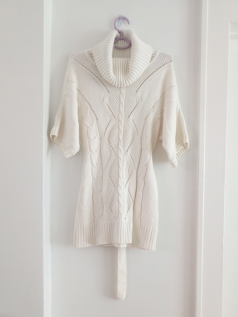 White House Black Market Cotton BlendCream Cable Knit Cowl Turtleneck Sweater XS